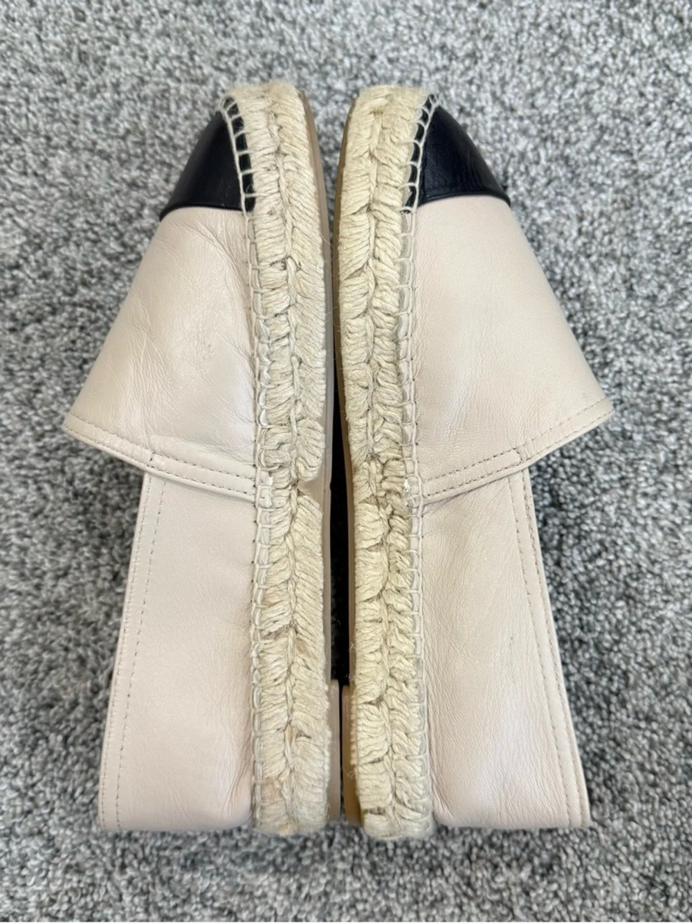 Aldo Genuine Leather Beige Black Cap Toe Espadrilles Preppy Comfy Women’s US 8